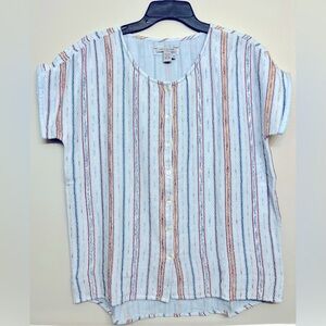 Casual Striped Button-Up Blouse